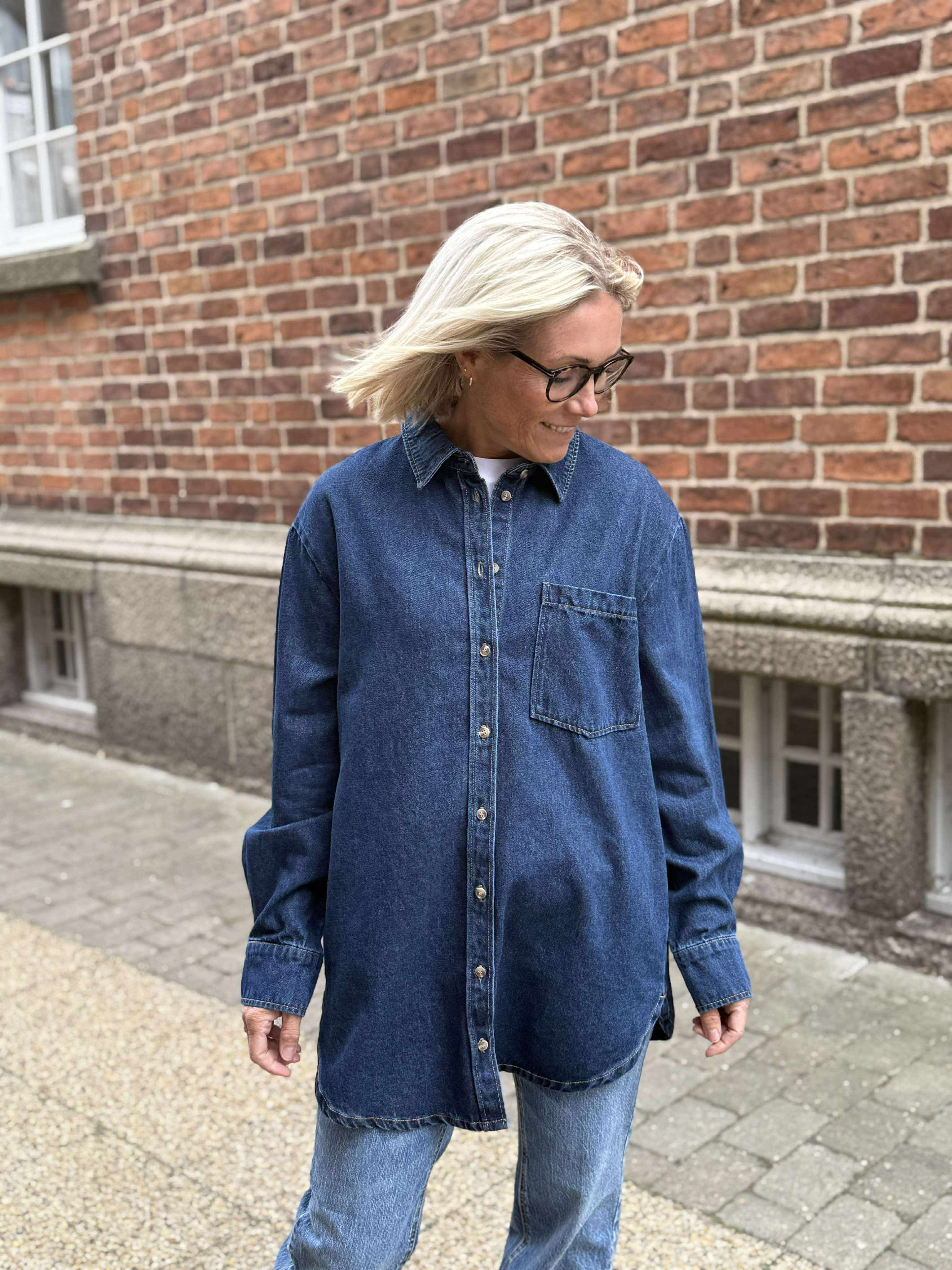 PCMAISIE Denim Shirt - Dark Blue Denim